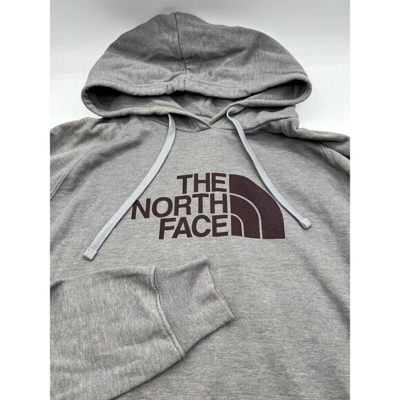 The North Face Womens Pullover Hoodie Size L Gray Purple‎ Logo Sweatshirt - Picture 1 of 7